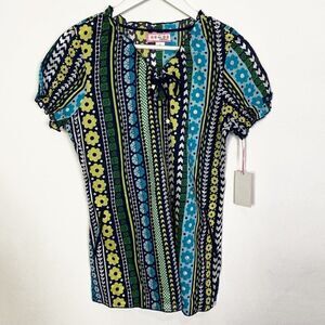 CLEARANCE NEW Koi by Kathy Peterson Scrub Top in Flower Stripe